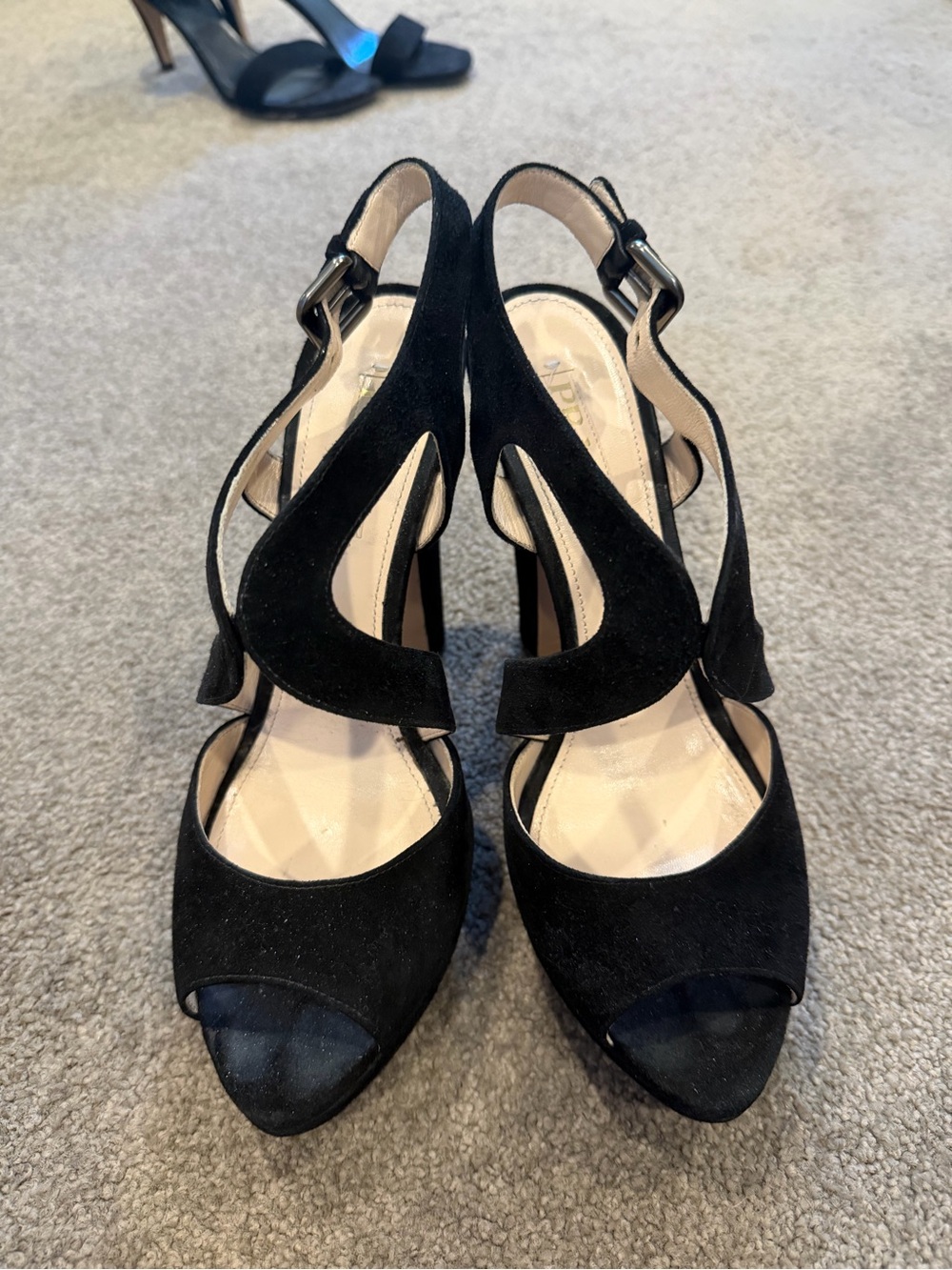 Prada Black Suede Sculpted Slingback Heels